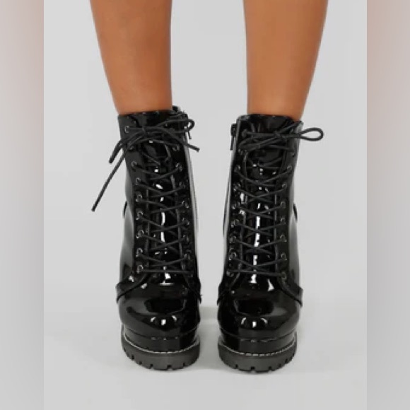 Platform chunky heel combat ankle boot - Picture 3 of 5